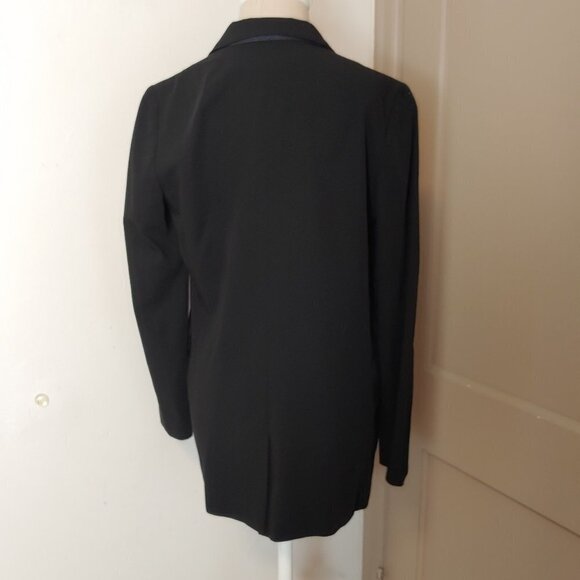 J. Crew Black Double Breasted Flat Front Wrap Blazer Hidden Button Jacket - Picture 3 of 8